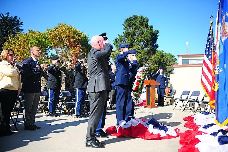 Wreath hanging ceremony at the Berlin Wall courtyard in honor of Veterans Day.