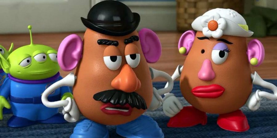 A screencapture from Pixar's "Toy Story" featuring Mr. and Mrs. Potato Head.