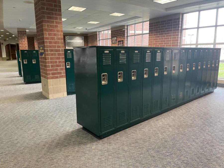 The school lockers on the first floor at Neuqua Valley.