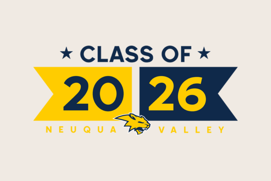 A sign shows the symbol for the upcoming Class of 2026. 