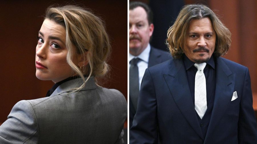 Amber Heard and Johnny Depp awaiting the trial to begin. 