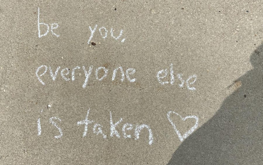 One of the many motivational chalk messages written by You Matter