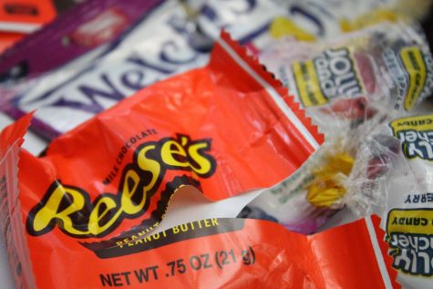 Empty candy wrappers litter landfills.