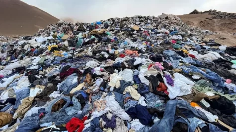 This mountain of discarded fast fashion clothing is located in Chile.