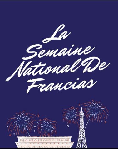 A poster depicting the Eiffel Tower with text on top saying La Semaine National De Francias