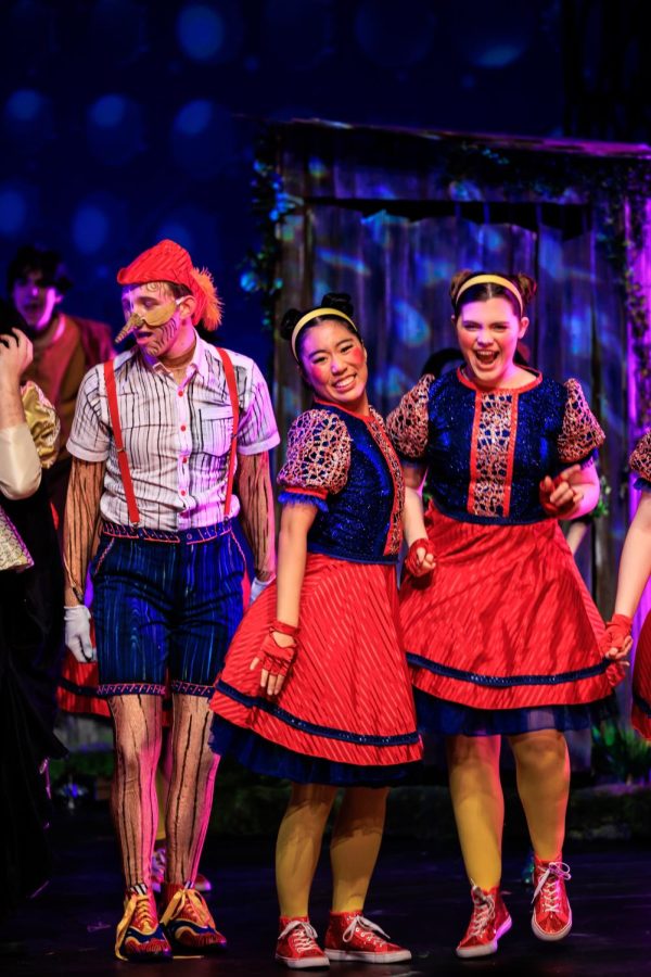 Amy Wang (center) as a Dulocian alongside her castmates in the 2023 All-State production of Shrek The Musical.