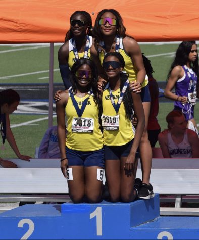 First place winners of the 4 x 200 relay race, Zawadi Brown (top left), Chioma Anyaegbunam (top right), Tolu Aremu (bottom left), and Ava Belle (bottom right).