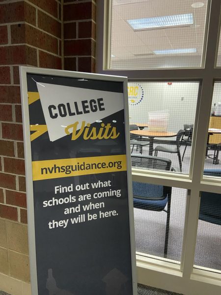 Sign outside of the Student Center where college visits are held